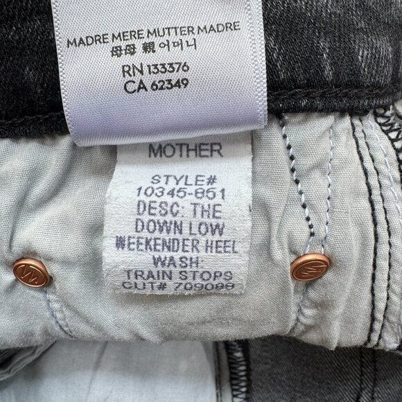 New MOTHER The Down Low Weekender Heel Flare Jeans Denim Train Stops Black 28 - Picture 7 of 14